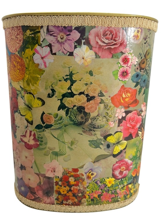 Cheinco Other - Vintage Mid Century Cheinco‎ Metal Floral decoupage trashcan